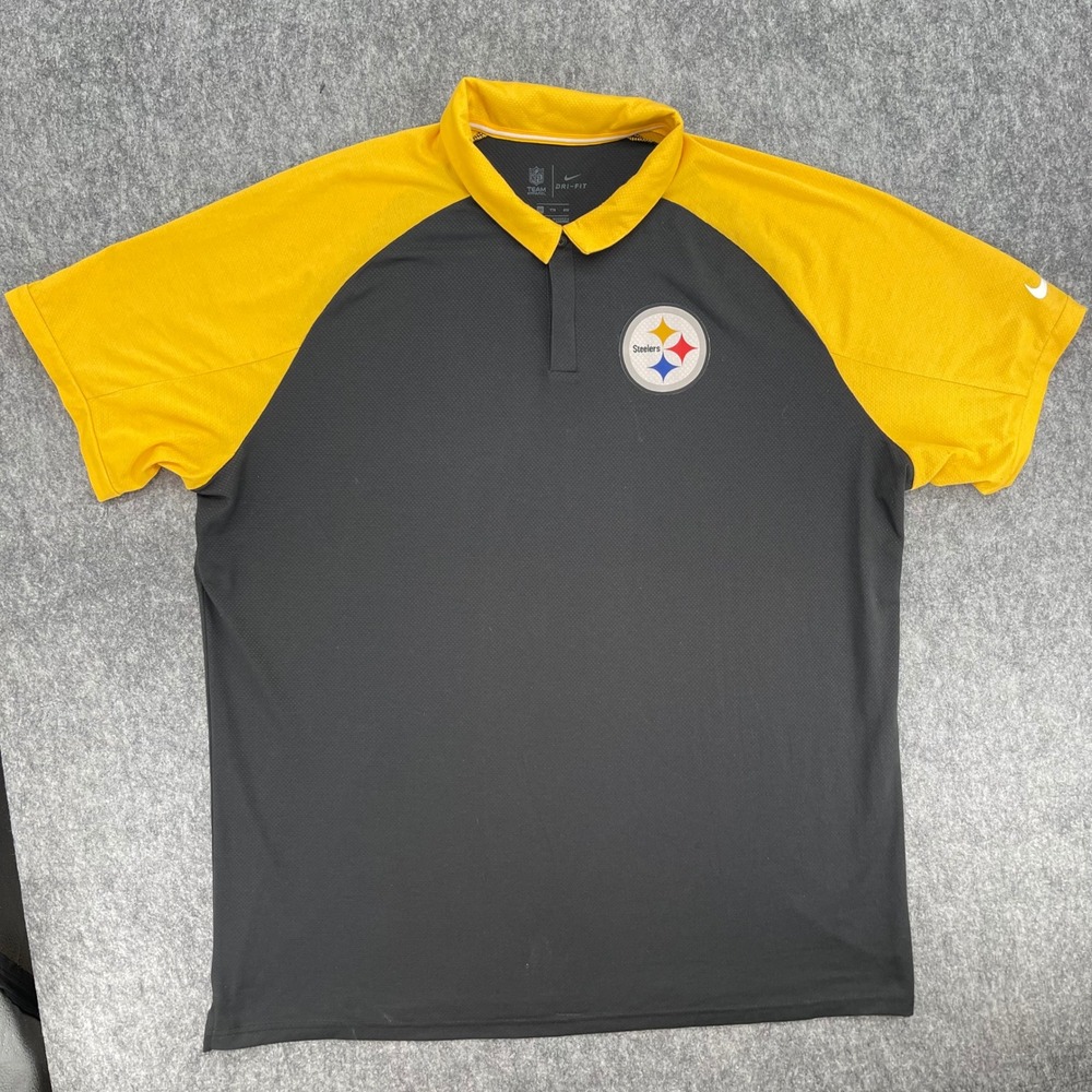 Pittsburgh Steelers Polo Shirt Mens 2XL Black Nike Dri-FIT NFL Team Apparel